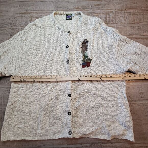 Traverse Bay Woolen Co Womens XL Light Brown Cardigan Embroidered - Picture 8 of 9